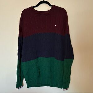 Tommy Hilfiger Burgundy, Navy, and Green Crewneck Sweater